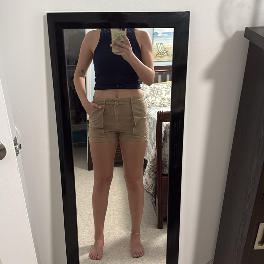Frame Denim Khaki High Waist Shorts